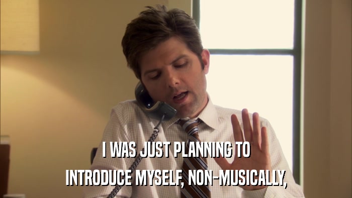 I WAS JUST PLANNING TO INTRODUCE MYSELF, NON-MUSICALLY, 