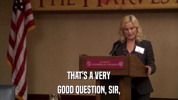 THAT'S A VERY GOOD QUESTION, SIR, 