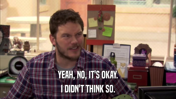 YEAH, NO, IT'S OKAY. I DIDN'T THINK SO. 