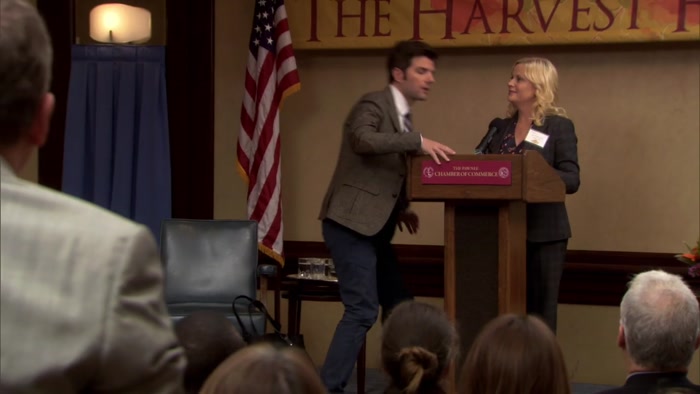 LESLIE HAS ANOTHER VERY IMPORTANT MEETING RIGHT NOW. 
