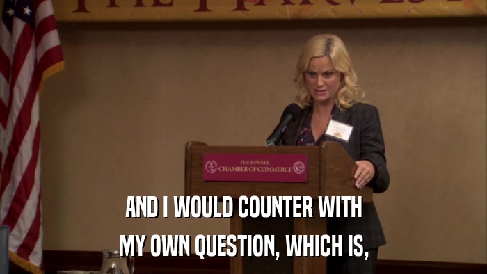 AND I WOULD COUNTER WITH MY OWN QUESTION, WHICH IS, 