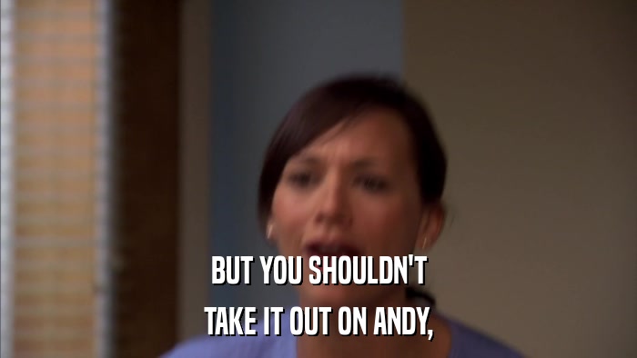 BUT YOU SHOULDN'T TAKE IT OUT ON ANDY, 