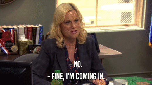 - NO. - FINE, I'M COMING IN. 
