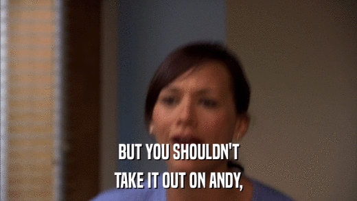BUT YOU SHOULDN'T TAKE IT OUT ON ANDY, 