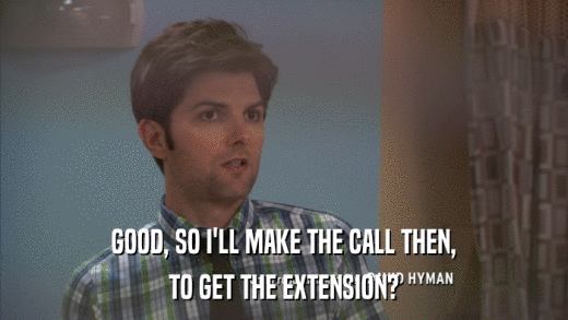 GOOD, SO I'LL MAKE THE CALL THEN, TO GET THE EXTENSION? 