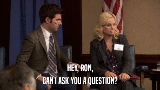 HEY, RON, CAN I ASK YOU A QUESTION? 
