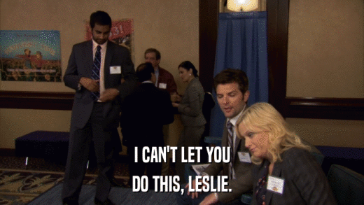I CAN'T LET YOU DO THIS, LESLIE. 