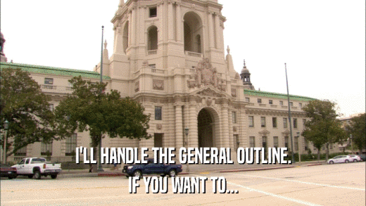 I'LL HANDLE THE GENERAL OUTLINE. IF YOU WANT TO... 