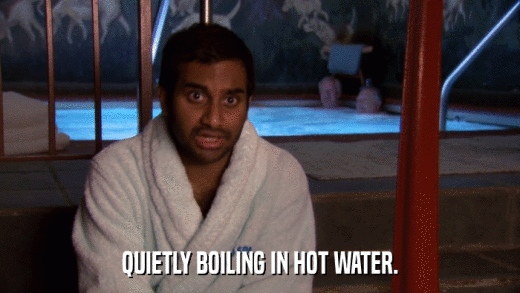 QUIETLY BOILING IN HOT WATER.  