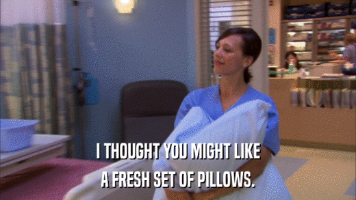 I THOUGHT YOU MIGHT LIKE A FRESH SET OF PILLOWS. 