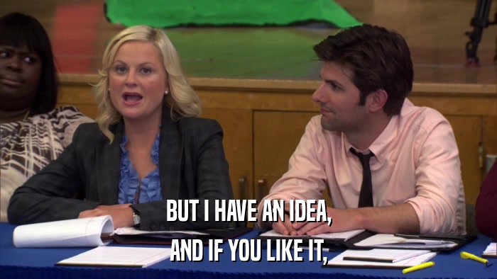 BUT I HAVE AN IDEA, AND IF YOU LIKE IT, 
