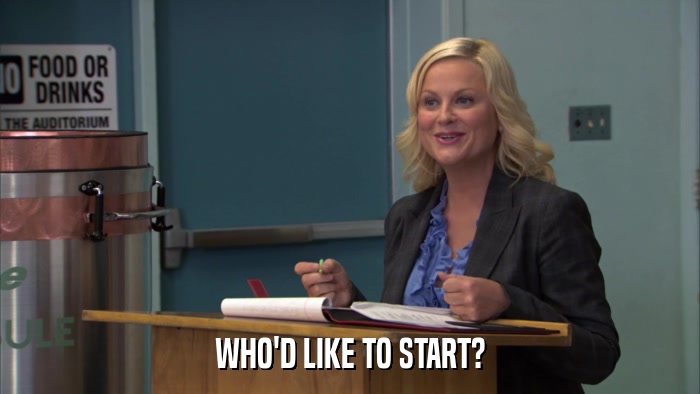 WHO'D LIKE TO START?  