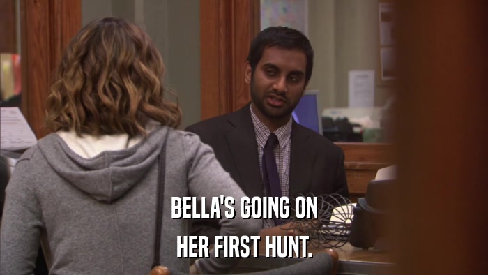 BELLA'S GOING ON HER FIRST HUNT. 