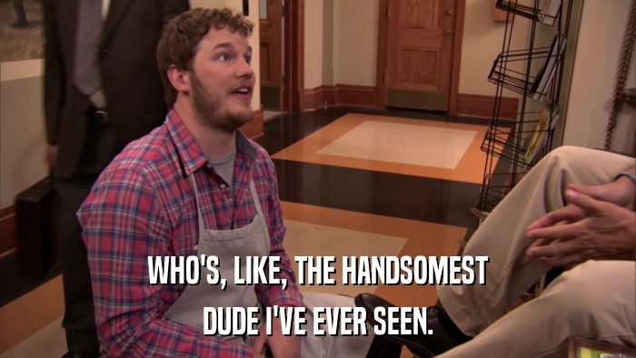 WHO'S, LIKE, THE HANDSOMEST DUDE I'VE EVER SEEN. 