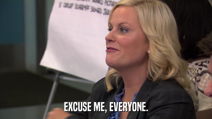 EXCUSE ME, EVERYONE.  