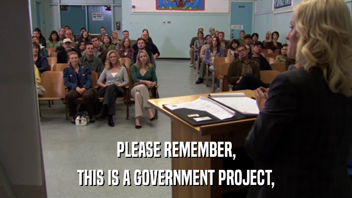 PLEASE REMEMBER, THIS IS A GOVERNMENT PROJECT, 