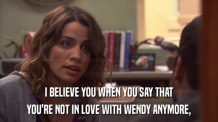 I BELIEVE YOU WHEN YOU SAY THAT YOU'RE NOT IN LOVE WITH WENDY ANYMORE, 