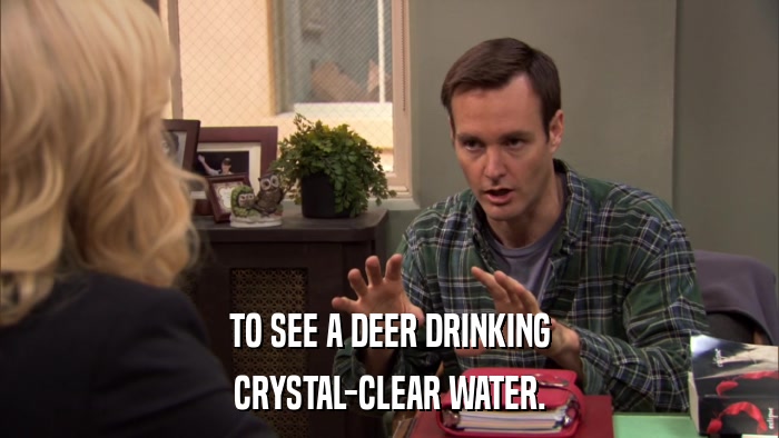TO SEE A DEER DRINKING CRYSTAL-CLEAR WATER. 