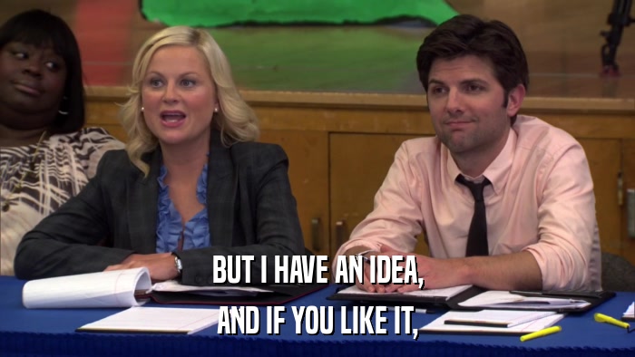 BUT I HAVE AN IDEA, AND IF YOU LIKE IT, 