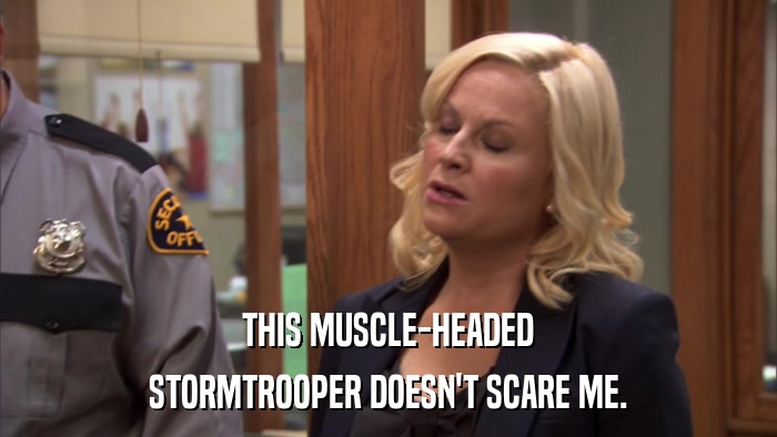 THIS MUSCLE-HEADED STORMTROOPER DOESN'T SCARE ME. 