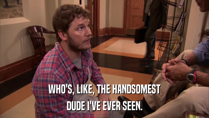 WHO'S, LIKE, THE HANDSOMEST DUDE I'VE EVER SEEN. 