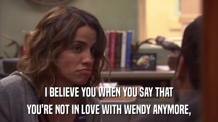 I BELIEVE YOU WHEN YOU SAY THAT YOU'RE NOT IN LOVE WITH WENDY ANYMORE, 