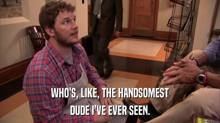 WHO'S, LIKE, THE HANDSOMEST DUDE I'VE EVER SEEN. 