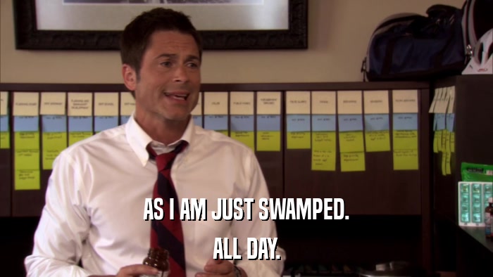 AS I AM JUST SWAMPED. ALL DAY. 