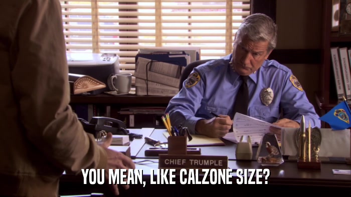 YOU MEAN, LIKE CALZONE SIZE?  