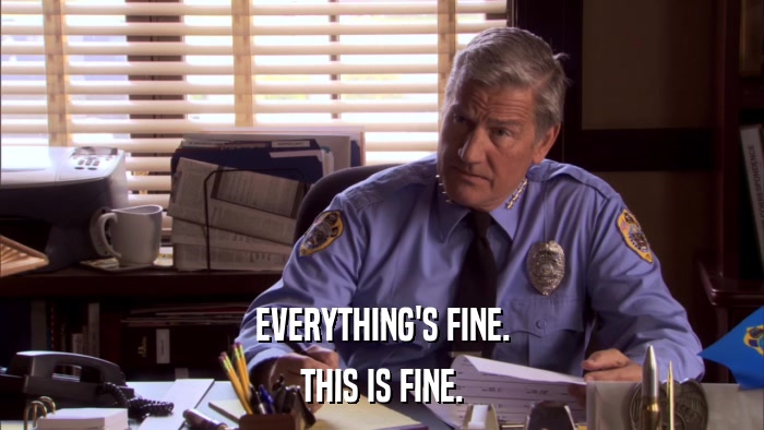 EVERYTHING'S FINE. THIS IS FINE. 