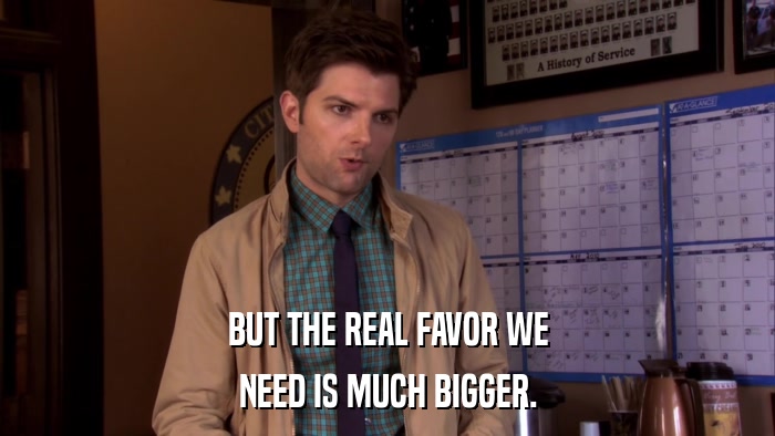 BUT THE REAL FAVOR WE NEED IS MUCH BIGGER. 