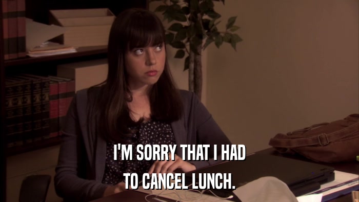 I'M SORRY THAT I HAD TO CANCEL LUNCH. 