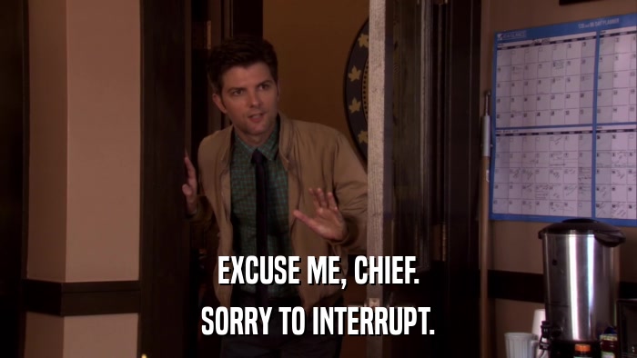 EXCUSE ME, CHIEF. SORRY TO INTERRUPT. 
