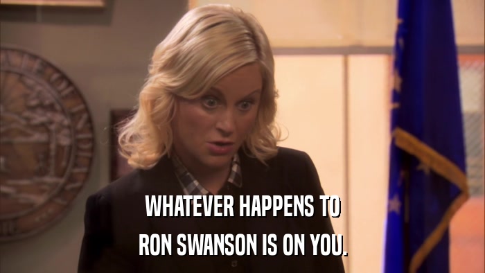 WHATEVER HAPPENS TO RON SWANSON IS ON YOU. 