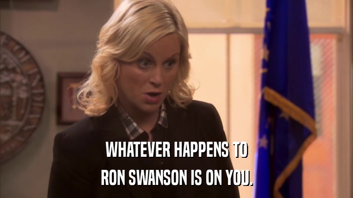 WHATEVER HAPPENS TO RON SWANSON IS ON YOU. 