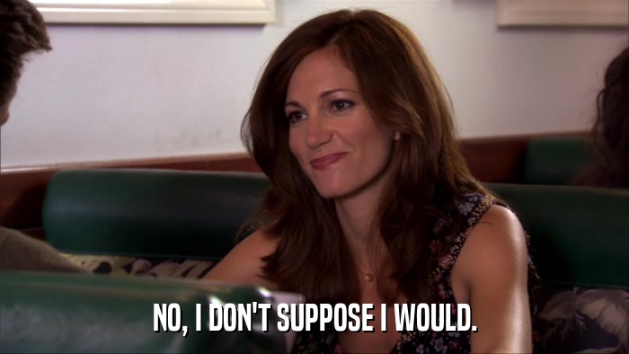 NO, I DON'T SUPPOSE I WOULD.  