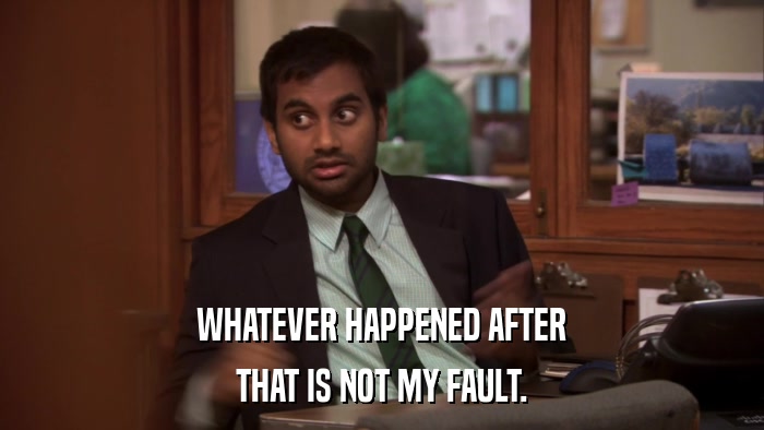 WHATEVER HAPPENED AFTER THAT IS NOT MY FAULT. 