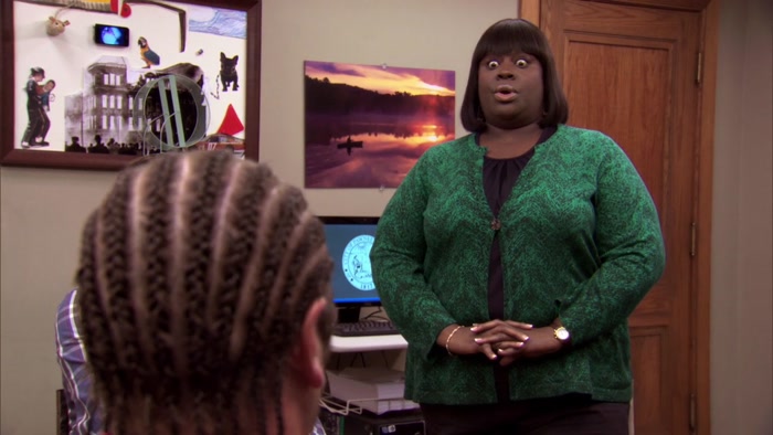 DIRTY-KIMONO-WEARING, CORN-ROWED CLOWN IN THE ROOM. 