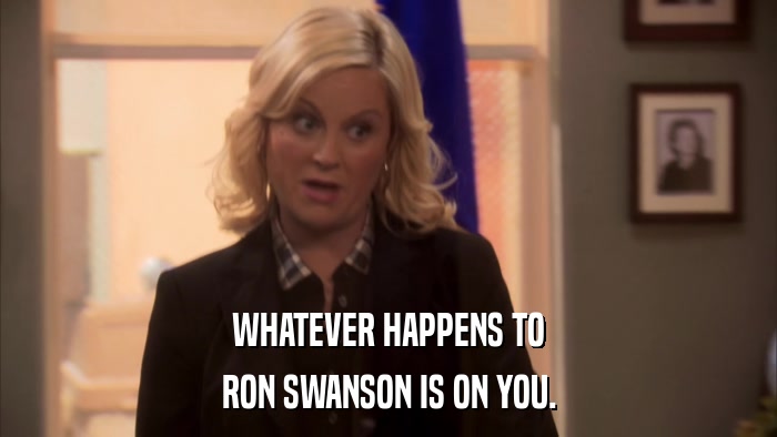 WHATEVER HAPPENS TO RON SWANSON IS ON YOU. 