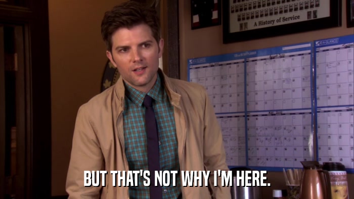 BUT THAT'S NOT WHY I'M HERE.  