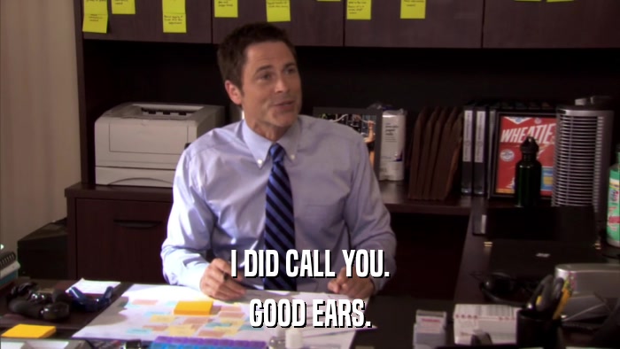 I DID CALL YOU. GOOD EARS. 