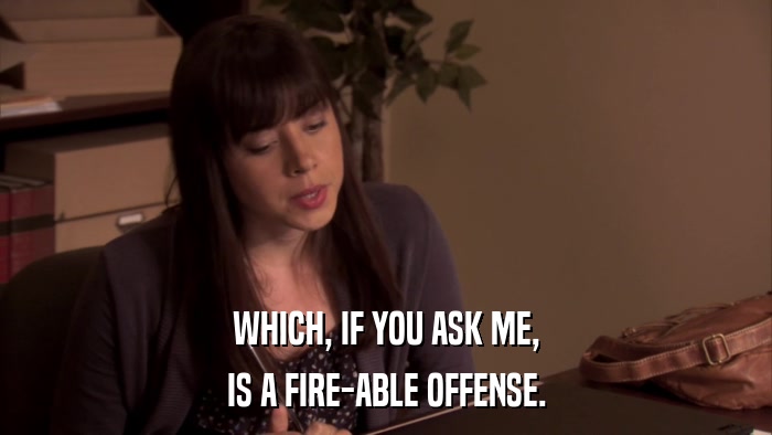 WHICH, IF YOU ASK ME, IS A FIRE-ABLE OFFENSE. 