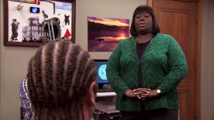 DIRTY-KIMONO-WEARING, CORN-ROWED CLOWN IN THE ROOM. 
