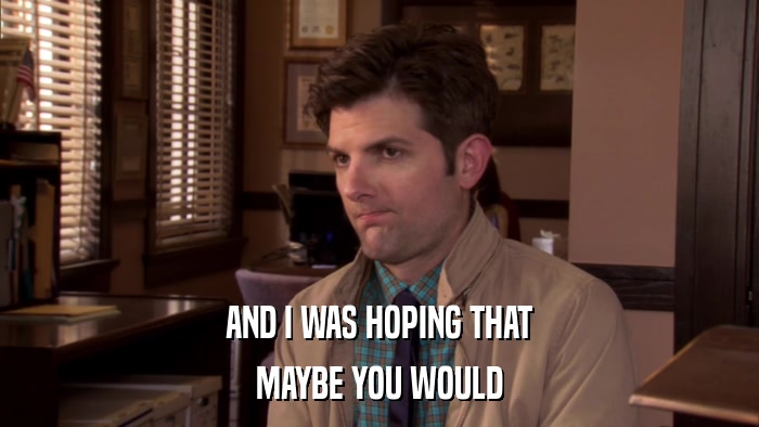 AND I WAS HOPING THAT MAYBE YOU WOULD 
