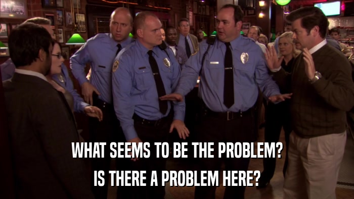 WHAT SEEMS TO BE THE PROBLEM? IS THERE A PROBLEM HERE? 