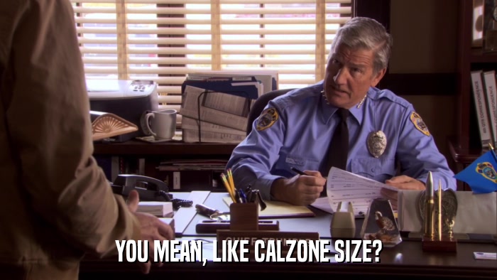 YOU MEAN, LIKE CALZONE SIZE?  