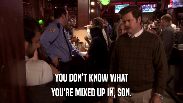 YOU DON'T KNOW WHAT YOU'RE MIXED UP IN, SON. 