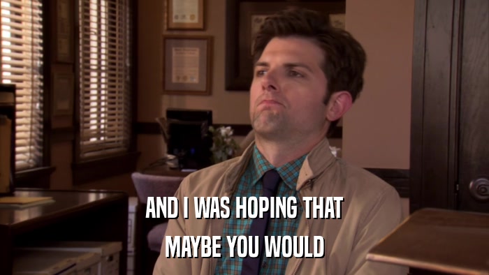 AND I WAS HOPING THAT MAYBE YOU WOULD 