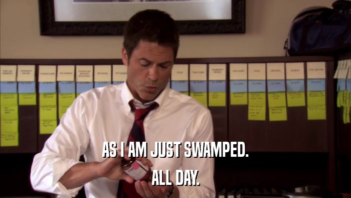 AS I AM JUST SWAMPED. ALL DAY. 