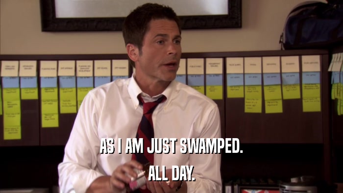 AS I AM JUST SWAMPED. ALL DAY. 